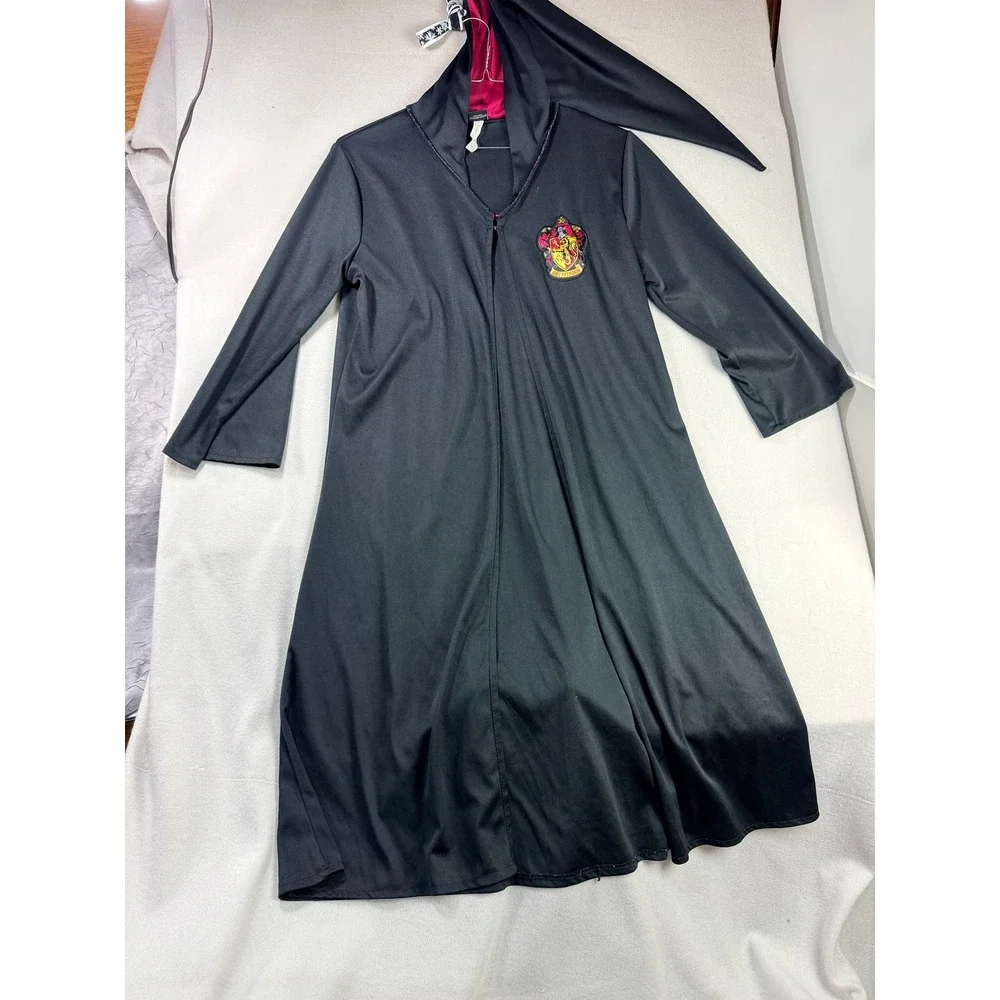 Harry Potter Gryffindor Robe Kids Black Hooded Wizard Costume Dress Up Coat Sz L